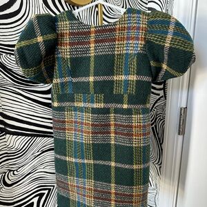 Plaid Puff Sleeve Kids Dress